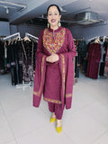 FALSA COLOUR WOOLEN SUIT WITH KASHMIRI EMBROIDERY