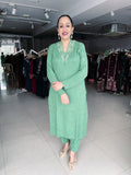 GREEN WOOLEN EMBROIDERED SUIT