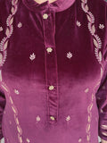 WINE VELVET EMBROIDERED SUIT