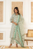 GREEN PRINTED COTTON SUIT