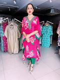 PINK AND GREEN PRINTED CREPE KAFTAN