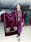 WINE COLOUR EMBROIDERED PREMIUM VELVET PARTY WEAR SUIT