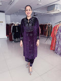 AUBERGINE COLOUR PREMIUM VELVET EMBROIDERED SUIT