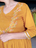 ORANGE EMBROIDERED COTTON ANARKALI SUIT