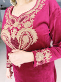 MAROON PREMIUM VELVET EMBROIDERED SUIT