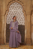 LAVENDER COTTON SCHIFFLI FLARED ANARKALI EMBROIDERED SUIT