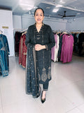 CHARCOAL GREY WOOLEN EMBROIDERED SUIT