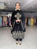 BLACK VELVET EMBROIDERED ANARKALI SUIT