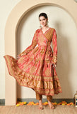 PRINTED COTTON ANARAKHA ANARKALI WITH PALAZZO AND COTTON PRINTED DUPATTA