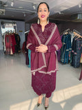 WINE WOOLEN EMBROIDERED SUIT