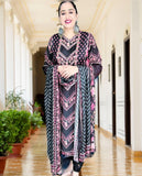 PRINTED BLACK MUSLIN PAKISTANI SUIT