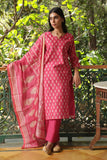 DARK PINK CHANDERI SUIT SET (WITH PANTS AND DUPATTA)