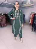 GREEN WOOLEN KNITTED EMBROIDERED ONLY KURTA