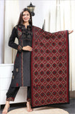 BLACK EMBROIDERED VELVET A LINE SUIT WITH FULLY EMBROIDERED VELVET SHAWL