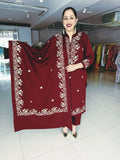 WINE WOOLEN EMBROIDERED SUIT