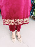 MAROON PREMIUM VELVET EMBROIDERED SUIT