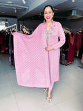 PINK PREMIUM WOOL KNITTED WITH SUPER ELEGANT FLORAL EMBROIDERY ON YOKE