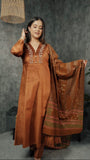 COPPER EMBROIDERED VELVET ANARKALI PARTY WEAR SUIT