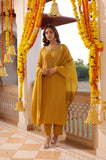 YELLOW CHINON EMBROIDERED SUIT