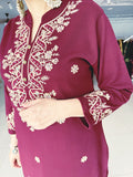 WINE WOOLEN EMBROIDERED SUIT