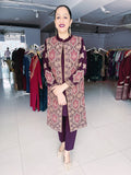 MULBERRY EMBROIDERED WOOLEN SHRUG WITH ATTACHED INNER AND TROUSER