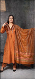 COPPER EMBROIDERED VELVET ANARKALI PARTY WEAR SUIT