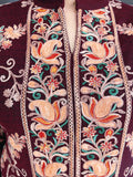 RUST WOOLEN CO ORD SET ORNAMENTED WITH KASHMIRI EMBROIDERY