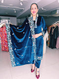 BLUE PREMIUM VELVET EMBROIDERED SUIT