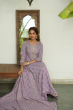 LILAC COTTON SCHIFFLI FLARED ANARKALI