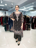 BLACK PRINTED KAFTAAN WITH EMBROIDERY