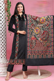 BLACK PREMIUM VELVET EMBROIDERED A LINE SUIT WITH FULLY KASHMIRI EMBROIDERED VELVET SHAWL