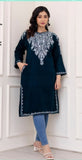 TEAL KASHMIRI EMBROIDERED ONLY FIRAN