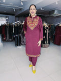 FALSA COLOUR WOOLEN SUIT WITH KASHMIRI EMBROIDERY