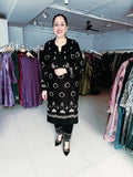 BLACK FULLY EMBROIDERED WOOLEN SUIT