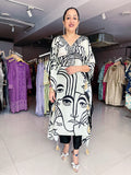 IVORY PRINTED CREPE KAFTAN