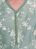 GREEN EMBROIDERED SILK SUIT