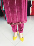 MAROON PREMIUM VELVET EMBROIDERED SUIT