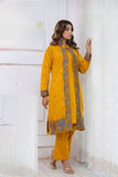 MUSTARD WOOLEN EMBROIDERED SHRUG WITH WOOLEN INNER AND TROUSER