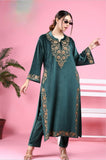 GREEN VELVET EMBROIDERED FIRAN WITH PANTS