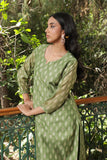 GREEN CHANDERI SUIT SET (WITH PANTS AND DUPATTA)