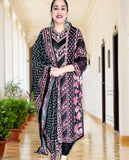 PRINTED BLACK MUSLIN PAKISTANI SUIT