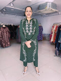 GREEN WOOLEN KNITTED EMBROIDERED ONLY KURTA