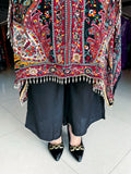 PRINTED AND EMBROIDERED CREPE KAFTAN