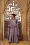 LAVENDER COTTON SCHIFFLI FLARED ANARKALI EMBROIDERED SUIT