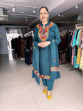 PEACOCK BLUE WOOLEN SUIT WITH KASHMIRI EMBROIDERY