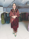 WINE WOOLEN EMBROIDERED SUIT