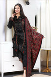 BLACK EMBROIDERED VELVET A LINE SUIT WITH FULLY EMBROIDERED VELVET SHAWL