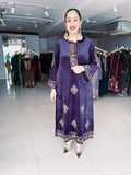 AUBERGINE COLOUR PREMIUM VELVET EMBROIDERED FIRAN WITH PANTS