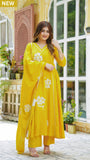 LEMON YELLOW COTTON EMBROIDERED SUIT