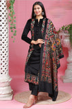 BLACK VELVET KASHMIRI EMBROIDERED A LINE SUIT WITH FULL KASHMIRI JAAL EMBROIDERED VELVET DUPATTA